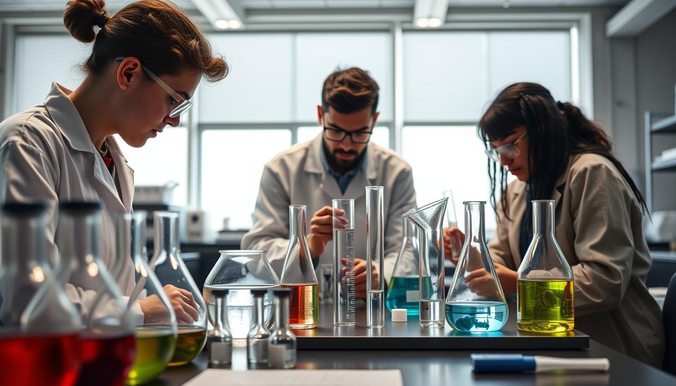 Students working in research laboratory